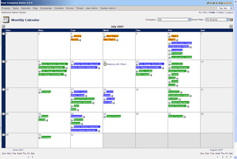 Project Calendar